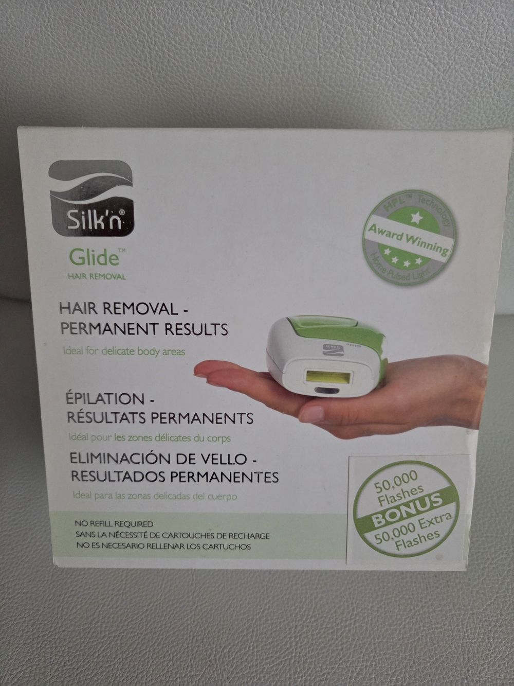 Silk'n Glide Hair Removal Device — White with Green Accents